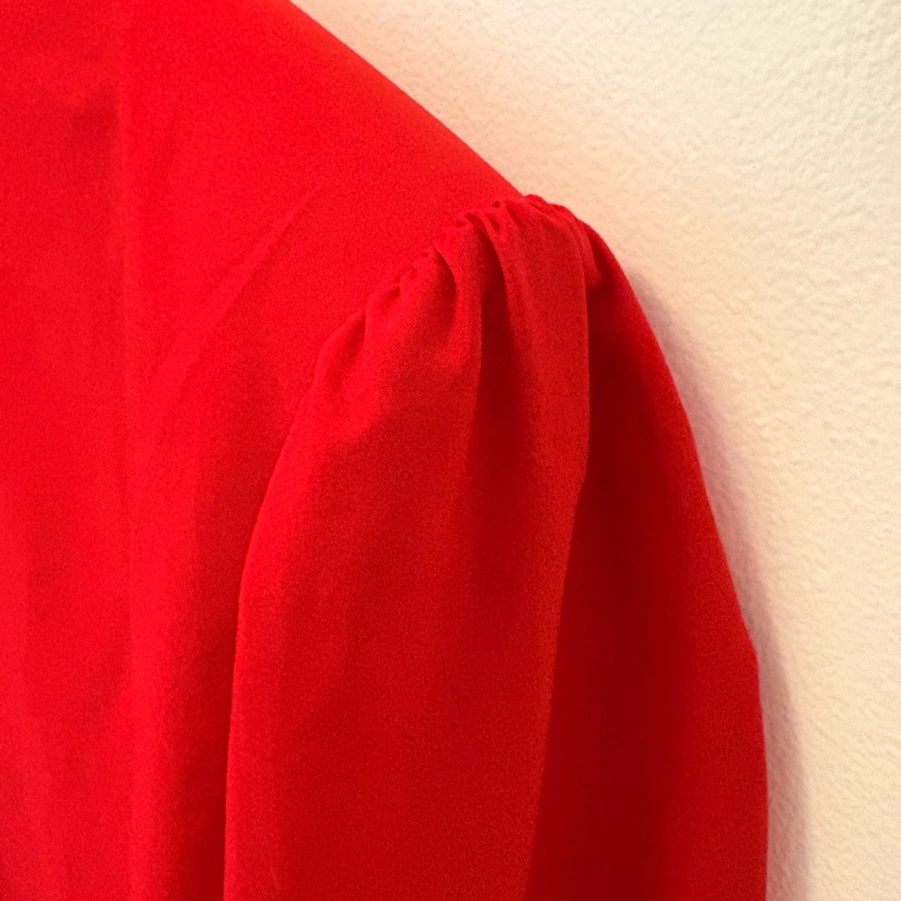 Vintage Judy Bond Red Button-Up Blouse Style 17820 Size 16 - Picture 9 of 11
